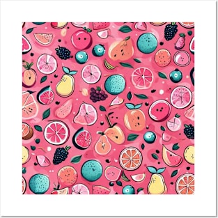 Cute fruits patterns, cute colorful fruits pattern gift ideas Posters and Art